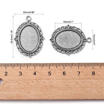 Cabochon ajustes plana colgante oval de aleación de plata antigua de estilo tibetano, sin plomo y cadmio