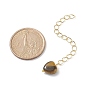 Brass Curb Chain Extender with Gemstone Heart Tiny Charm, End Chains, Golden