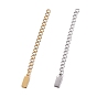 304 Stainless Steel Chain Extender, Curb Chain, with 202 Stainless Steel Charms, Rectangle