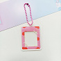 Acrylic DIY Photocard Photo Frame Keychain, Transparent Disc Star Chasing Pendant Decorations Sticker Keychain, with Random Color Ball Chains, Rectangle