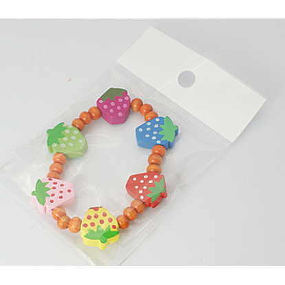 Bracelets en bois pour les enfants, beaux bracelets de perles, élastique, Cadeau du jour des enfants, sans plomb, 45mm