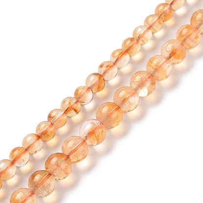 Citrine naturelle chapelets de perles, Grade a, ronde