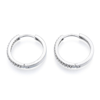 Прозрачные серьги-кольца с фианитами, украшения из латуни для женщин, без никеля 