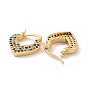 Серьги-кольца с кубическим цирконием в форме сердца, настоящие позолоченные украшения из латуни для женщин