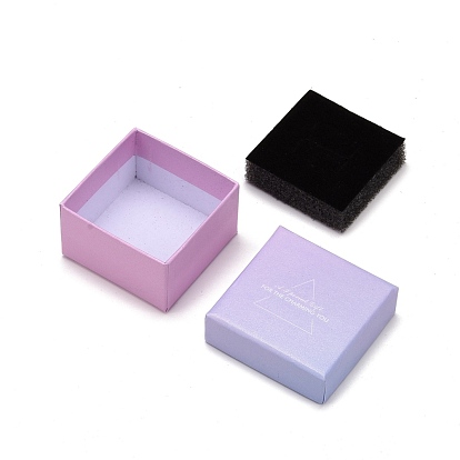 Картонные коробки ювелирных изделий, с черной губкой, для ювелирной подарочной упаковки, квадрат со словом