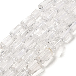 Natural Quartz Crystal Beads Strands, with Seed Beads, Faceted, Column