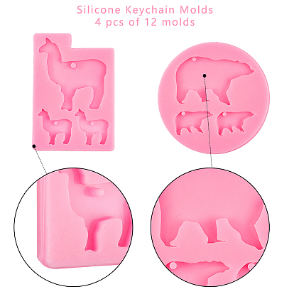 Olycraft DIY Animal Theme Keychain Making Kits, with Pendant Silicone Molds, Resin Casting Molds, Iron Keychain Ring and Iron Jump Rings