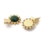 Natural African Jade Faceted Sun Pendants, Ion Plating(IP) Golden Tone 304 Stainless Steel Butterfly Charms