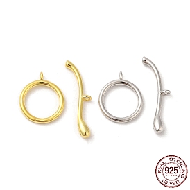 925 Sterling Silver Toggle Clasps, Ring, with 925 Stamp
