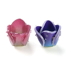 4-pétale bouchons acrylique opaque de perles, rose