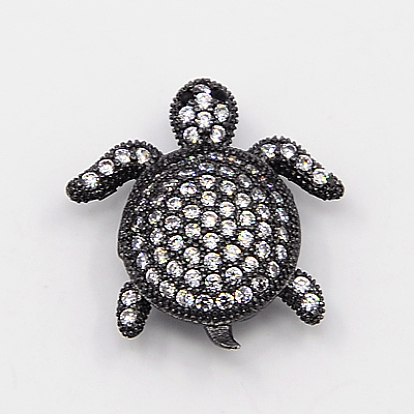 Micro en laiton pavent des perles cubes de zircone, perles de tortue creux, sans plomb & sans nickel & sans cadmium , 20x19x6mm, Trou: 2mm