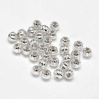 Fancy Cut Faceted Round 925 Sterling Silver Beads