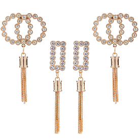 Zinc Alloy Box Chain Tassel Rivets, with Crystal Glass Rhinestone, for Handbag Decoration