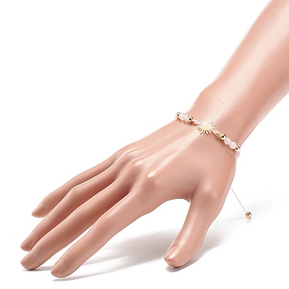 Bracelet à maillons solaires en pierres précieuses naturelles avec perles d'hématite synthétique pour femme