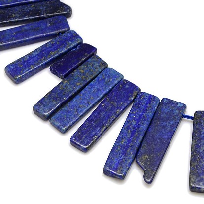 Natural Gemstone Lapis Lazuli Beads Strands, Irregular Cuboid, 15~70x9~12x5~7mm, Hole: 2mm, about 39pcs/strand, 15.74 inch