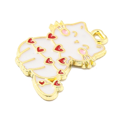 Colgante de esmalte de aleación de zinc del día de San Valentín, dorado, amuleto de gato