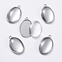 Decisiones colgante bricolaje, con 304 configuraciones de cabujón colgante de acero inoxidable y cabujón de vidrio oval transparente