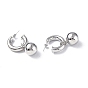 Brass Ring with Ball Dangle Stud Earrings, Brass Half Hoop Earrings for Women