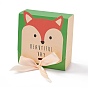 Caja de regalo de papel de cartón de dibujos animados, con cinta de color al azar, rectángulo con patrón de zorro/conejo/topo/oso