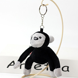 Velvet Chimpanzee Keychain, with PP Cotton Filling & Metal Clasp