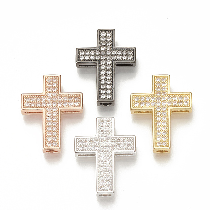 Micro cuivres ouvrent pendentifs zircone cubique, liens multi-brins, croix