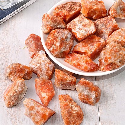 Natural Rough Raw Sunstone Display Decorations, Reiki Stones for Fountain Rocks, Wire Wrapping, Witchcraft, Home Decorations, Random Size and Shape