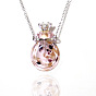 Lampwork Crown Perfume Bottle Pendant Necklace Titanium Steel 
Chains for Women