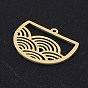 Ion Plating(IP) 201 Stainless Steel Pendants, Laser Cut, Half Round with Rainbow
