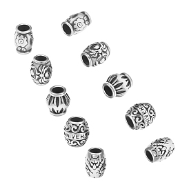 Unicraftale 316 perles européennes en acier inoxydable, Perles avec un grand trou   , tambour et baril