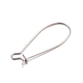 304 Stainless Steel Hoop Earrings, 33x13.5x0.6mm
