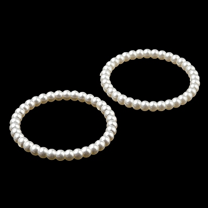 ABS Imitation Pearl Connector Charms, Ring Links
