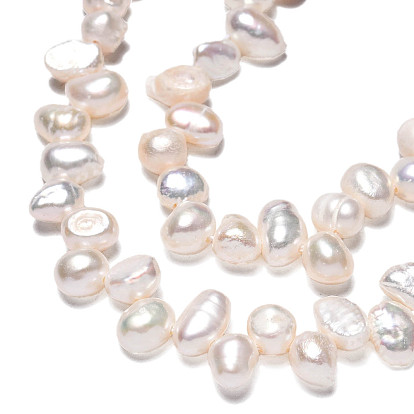 Natural Cultured Freshwater Pearl Beads Strands, Baroque Pearls, Keshi Pearl, Two Sides Polished