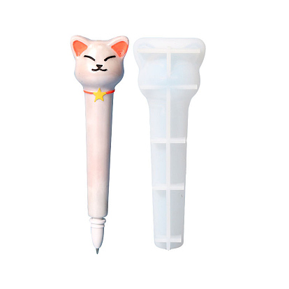 DIY Cat Ballpoint Pen Cover Silicone Molds, Resin Casting Molds, for UV Resin & Epoxy Resin Craft Making