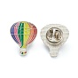 Alloy Pride Enamel Brooches, Enamel Pin, with Butterfly Clutches, Rainbow Hot Air Balloon, Platinum