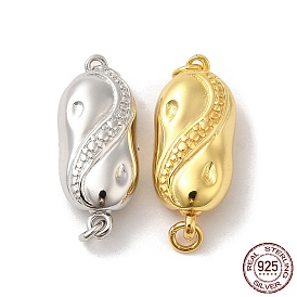 925 Sterling Silver Peanut Bayonet Clasps, Oval, with 925 Stamp