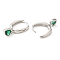 Cubic Zirconia Heart Dangle Hoop Earrings, Rack Plating Brass Earrings for Women, Lead Free & Cadmium Free