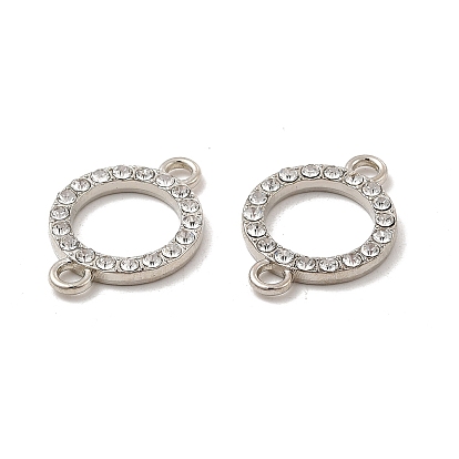 Alloy Connector Charms with Crystal Rhinestone, Ring Links, Nickel
