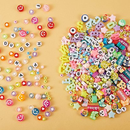 DIY Beads Jewelry Set Making Kit, Including Polymer Clay & ABS Plastic Imitation Pearl & Acrylic & Resin Beads, Acrylic Pendants, Alloy Clasps, Iron Jump Ring, Elastic Thread, Scissor, Tweezer