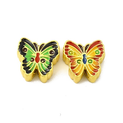 Crémaillère perles en alliage placage, avec émail différent double face, papillon coloré
