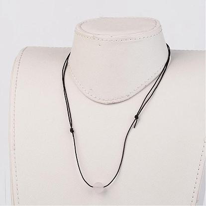 Ожерелья шнура регулируемые кожаные, с природных драгоценных камней круглых бусин