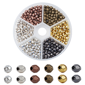 Tibetan Style Alloy Spacer Beads, Lead Free & Cadmium Free, Faceted, Oval