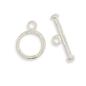 Alloy Ring Toggle Clasps, Ring: 16x12x2mm, Hole: 2mm, Bar: 20x7x2mm, Hole: 2mm