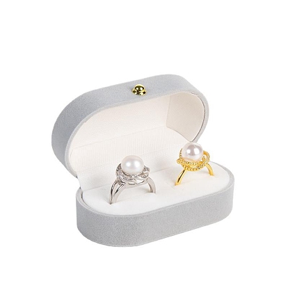 Cajas de joyas de anillo de terciopelo, estuche para guardar anillos de boda, oval