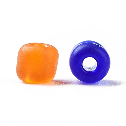 Perles de rocailles en verre couleurs givrées, trou rond, ronde