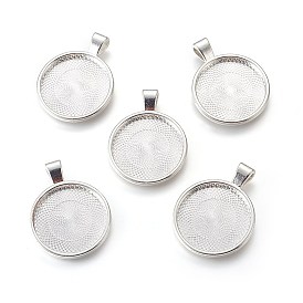 Metal Alloy Pendant Cabochon Settings, Cadmium Free & Lead Free, Plain Edge Bezel Cups, DIY Findings for Jewelry Making