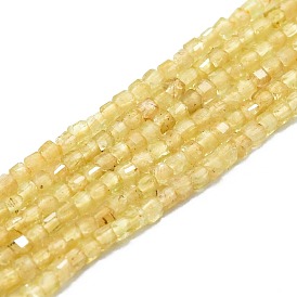 Natural Yellow Apatite Beads Strands, Faceted, Cube