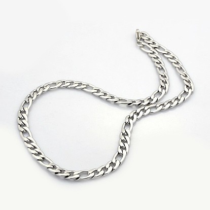 Trendy Unisex 304 Stainless Steel Curb Chain Twisted Chain Necklaces, with Lobster Clasps, 21.65 inch(550mm)