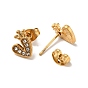 Heart with Crown 304 Stainless Steel Rhinestone Stud Earrings, 316 Surgical Stainless Steel Pin Ear Studs, with Ear Nuts