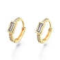 Clear Cubic Zirconia Rectangle Hoop Earrings, Ion Plating(IP) Brass Jewelry for Women