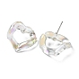 Resin Open Heart Stud Earrings with 304 Stainless Steel Pin